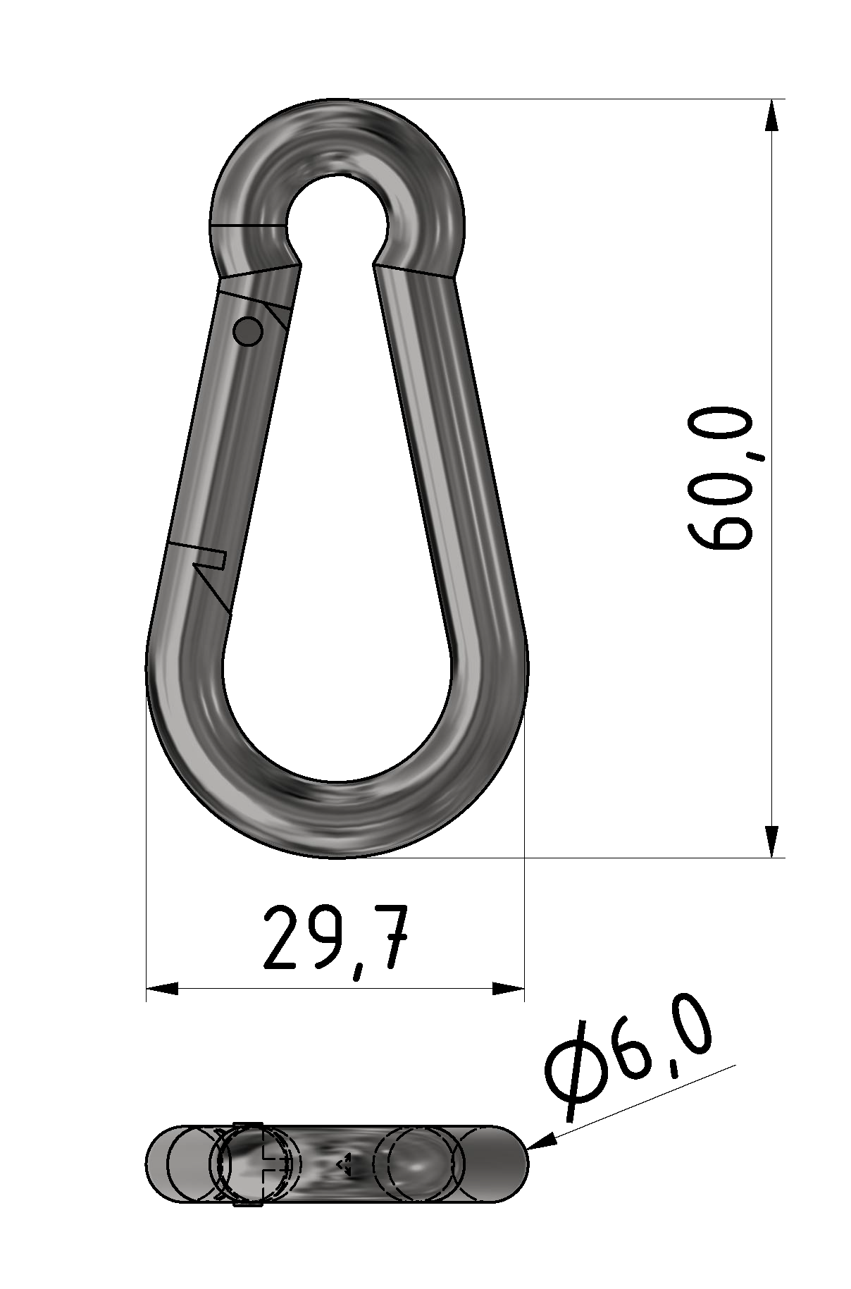 Snap hook, bright zinc-plated-6/8/10