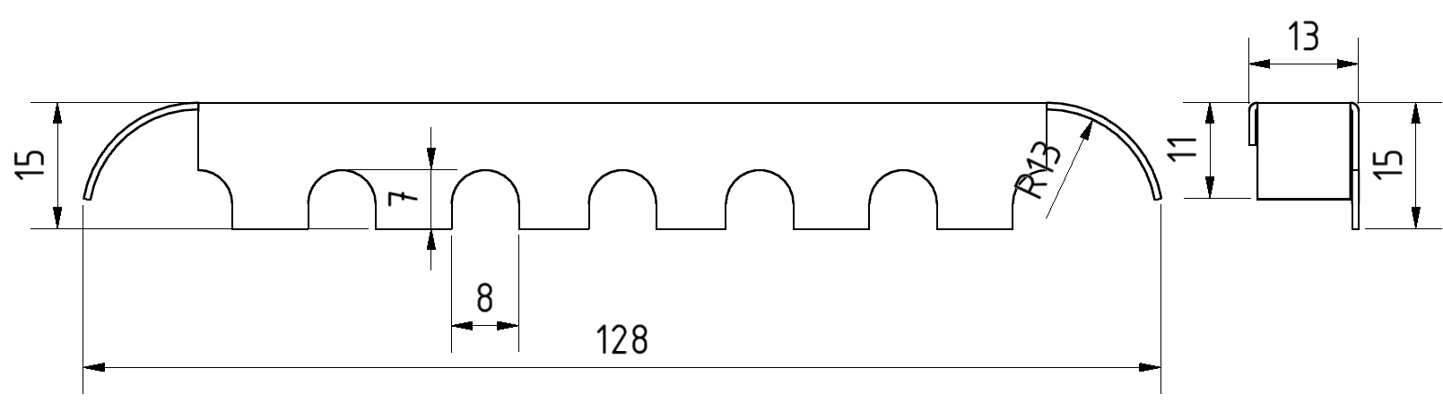 Bremse H26, Edelstahl - Alu