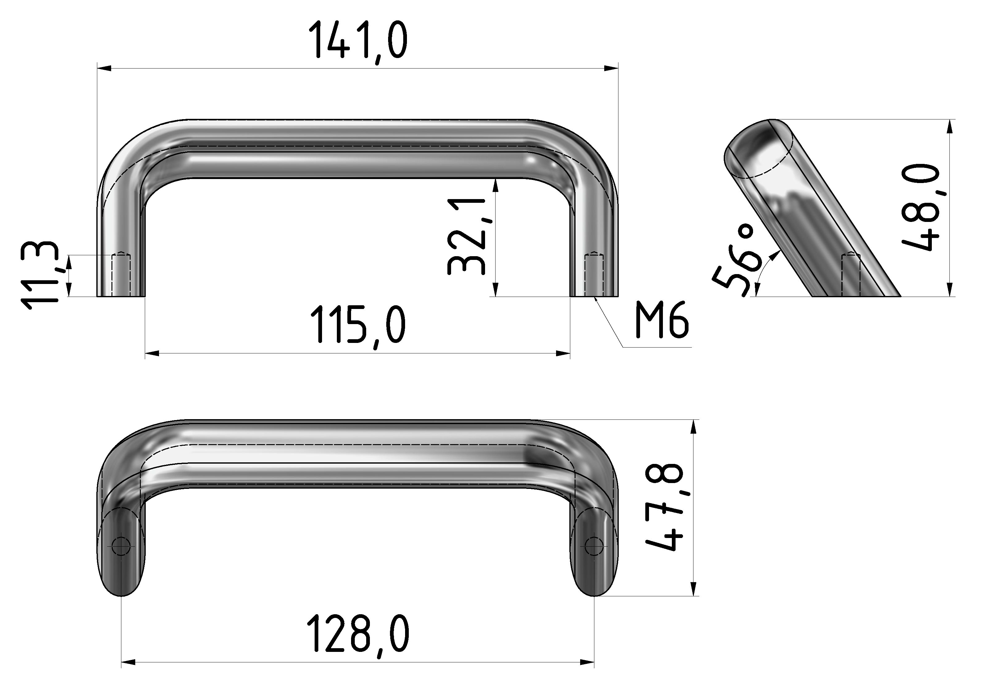 Handgriff Al 55°, natur