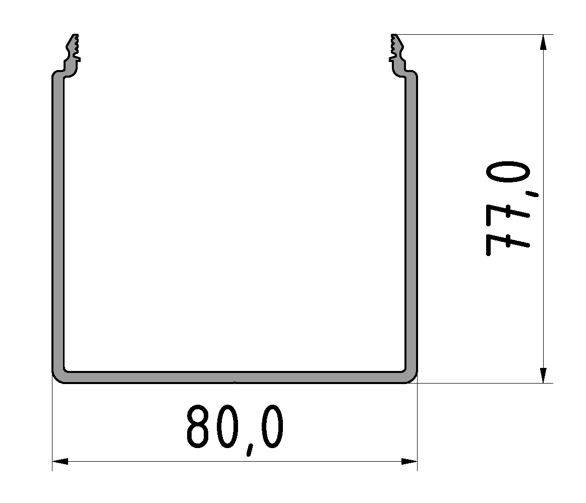 Kanalprofil U 80x80 E, natur