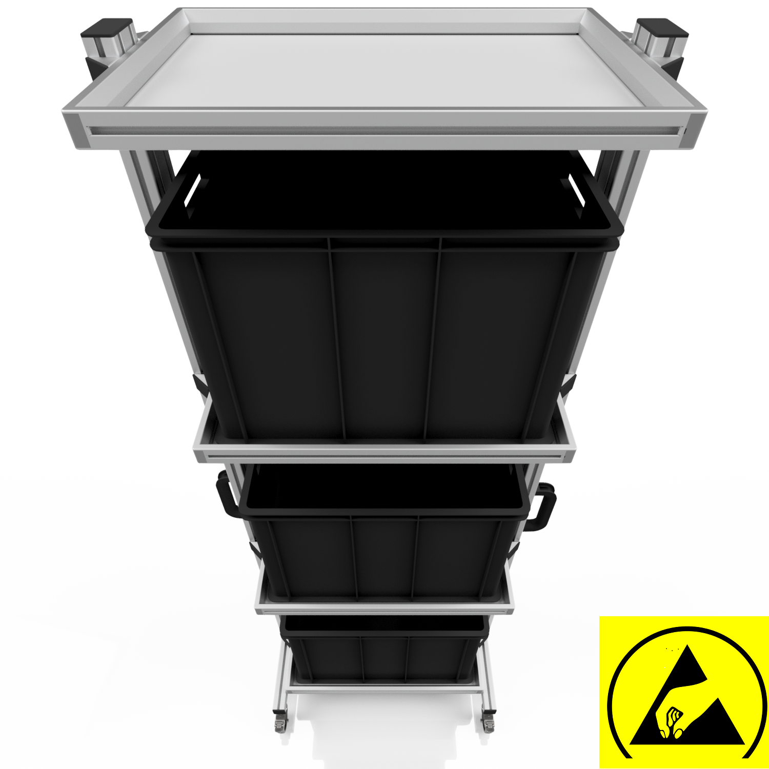 ESD Systemwagen für Eurobehälter 60 x 40 H 200 cm ohne Auszug