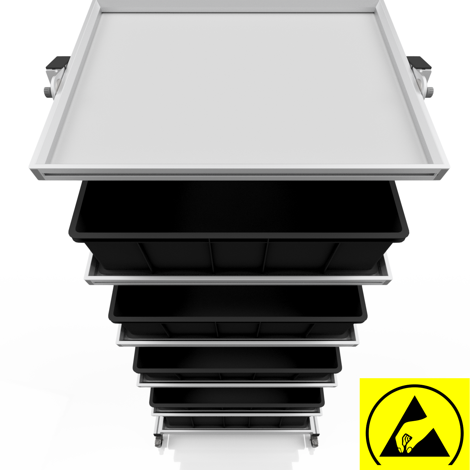 ESD Systemwagen für Eurobehälter 80 x 60 H 200 cm neigbar