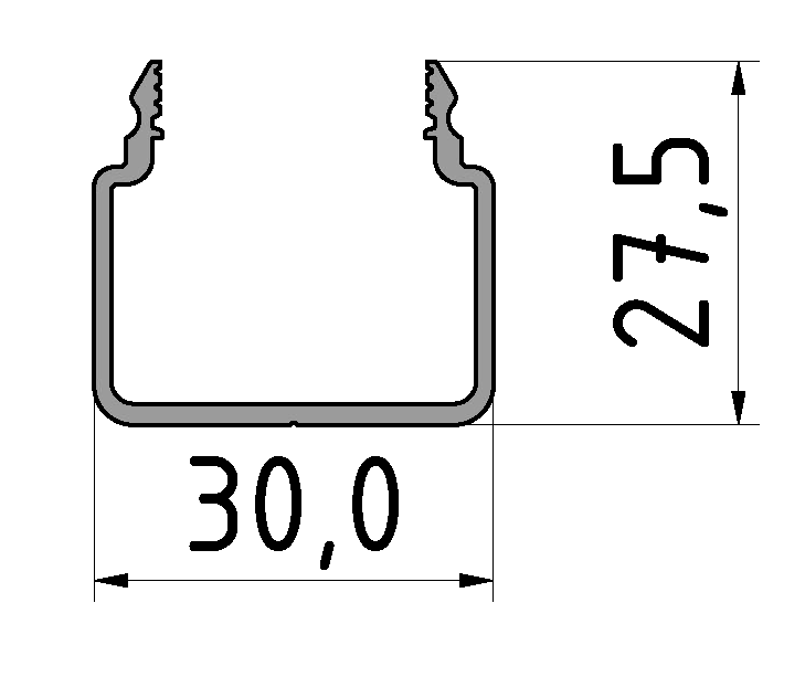 Kanalprofil U30x30 E, natur