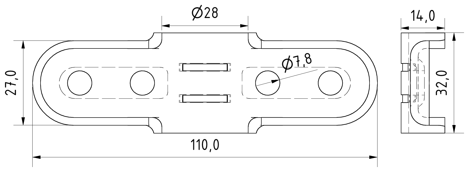 Schwenkverbinder beidseitig, vernickelt