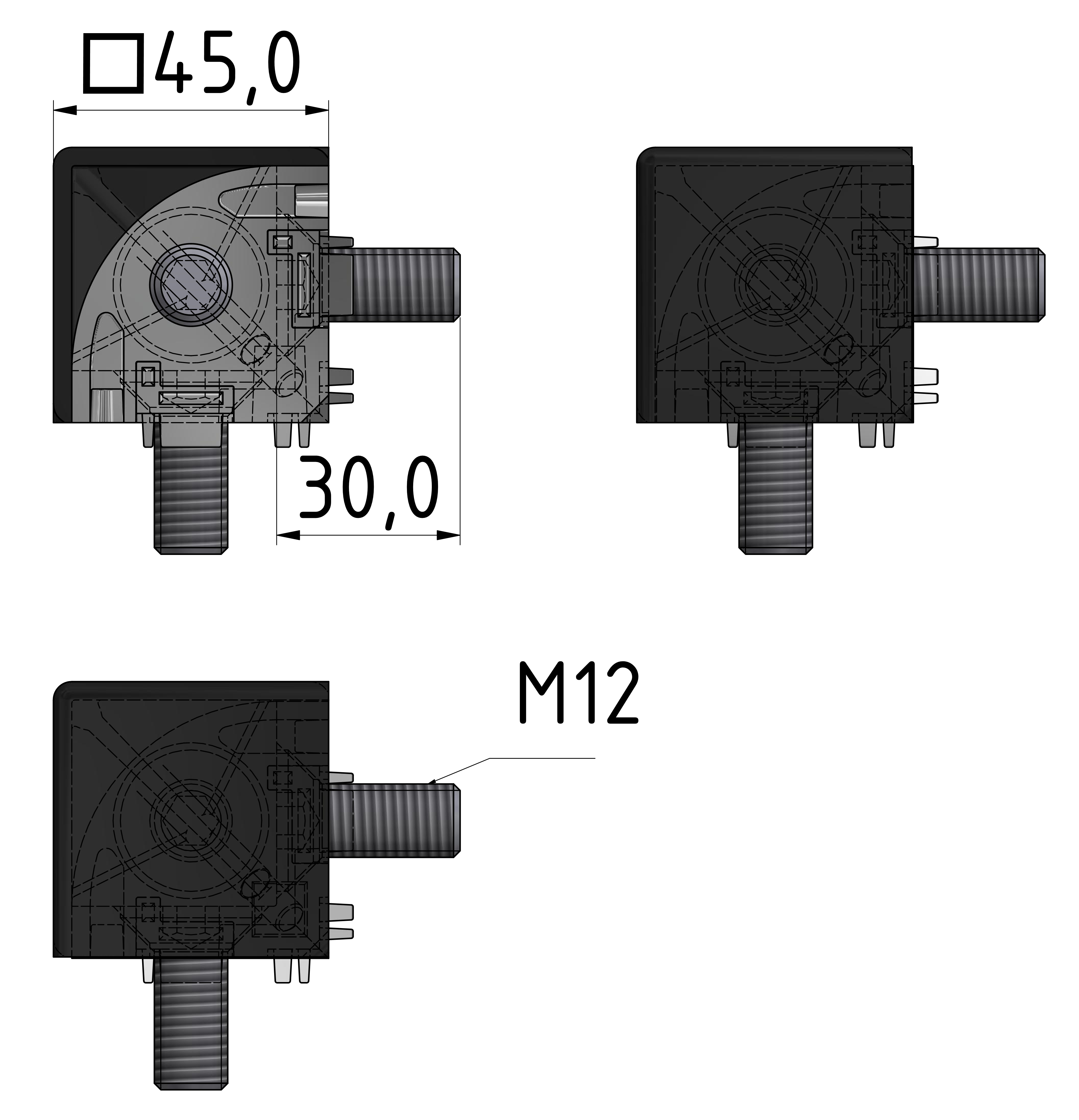 Eckwinkelsatz 45, schwarz-10