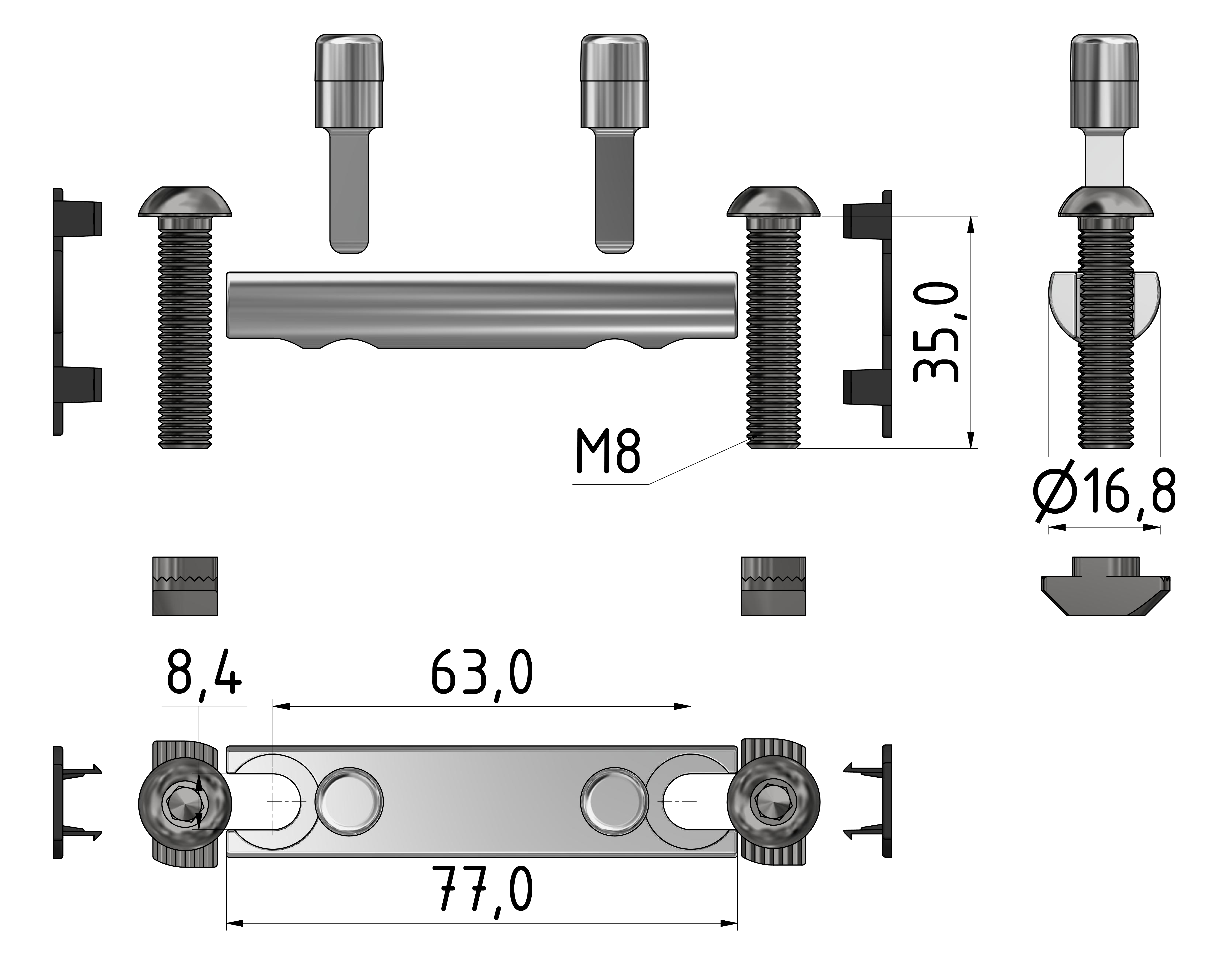 Bolt Connector Set 80,  bright zinc-plated-10