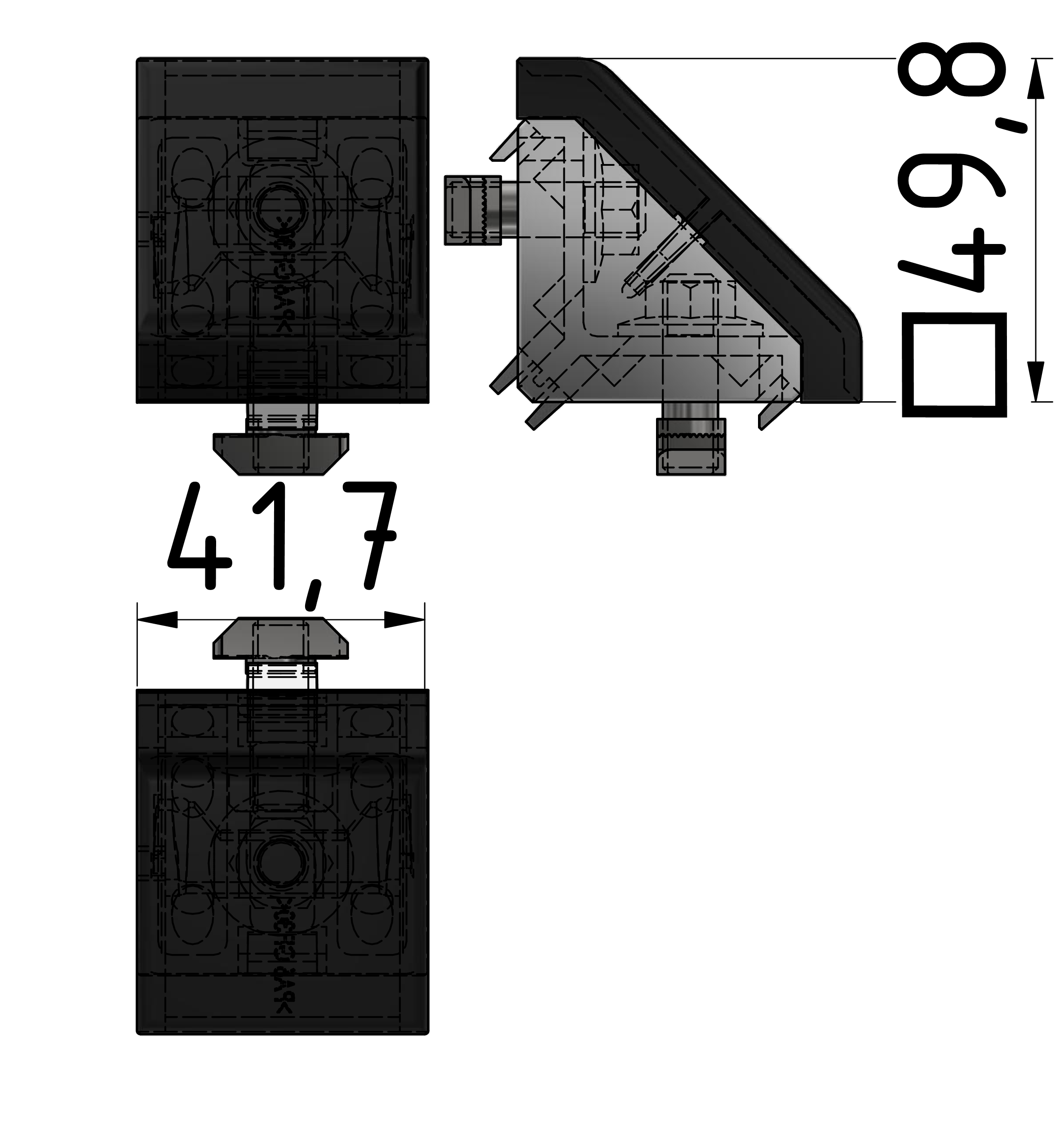 Winkelsatz 45x45, natur grau-10