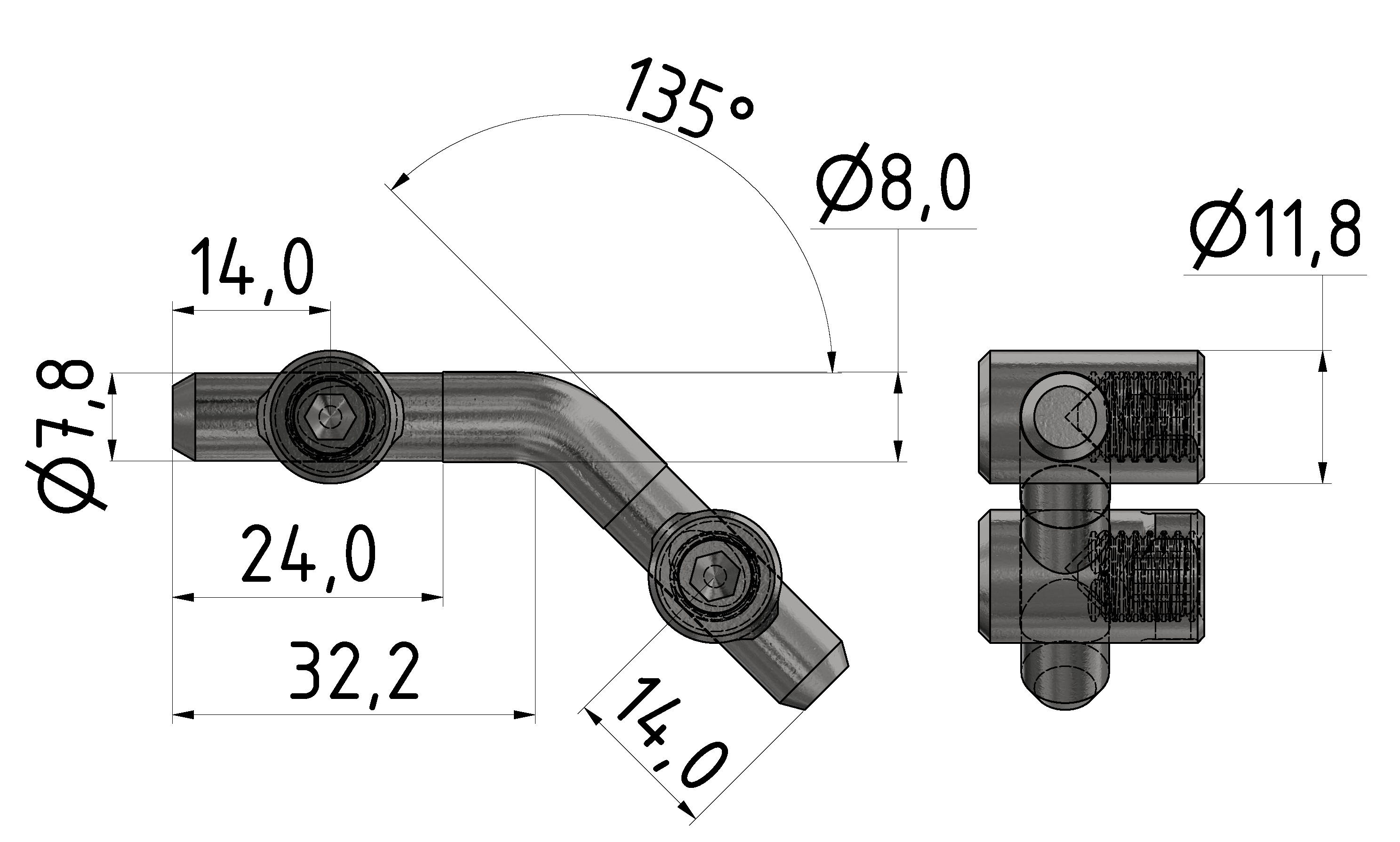 Central Fastener 8 135°, bright zinc-plated