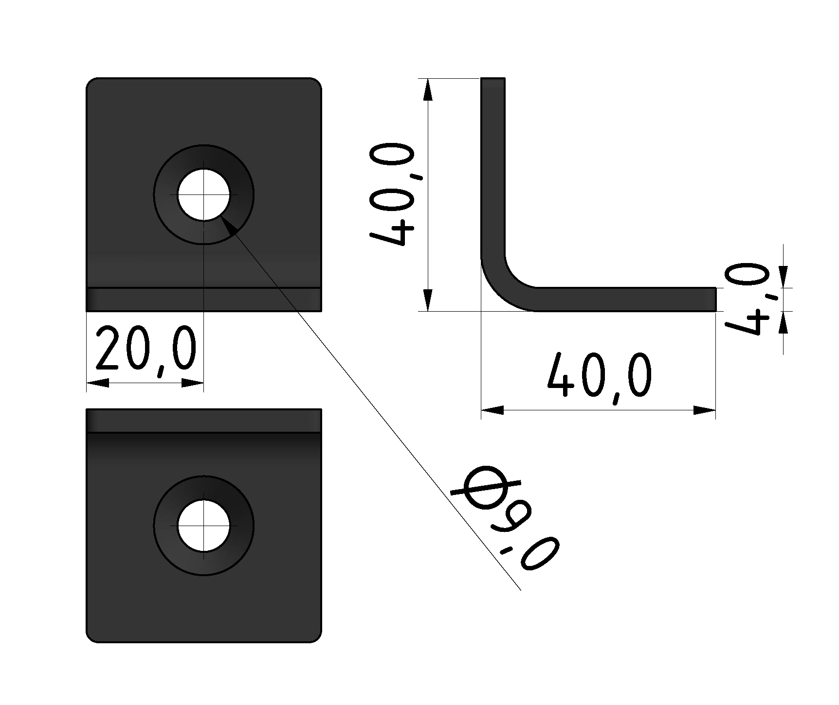 Winkel 8 40, weißaluminium