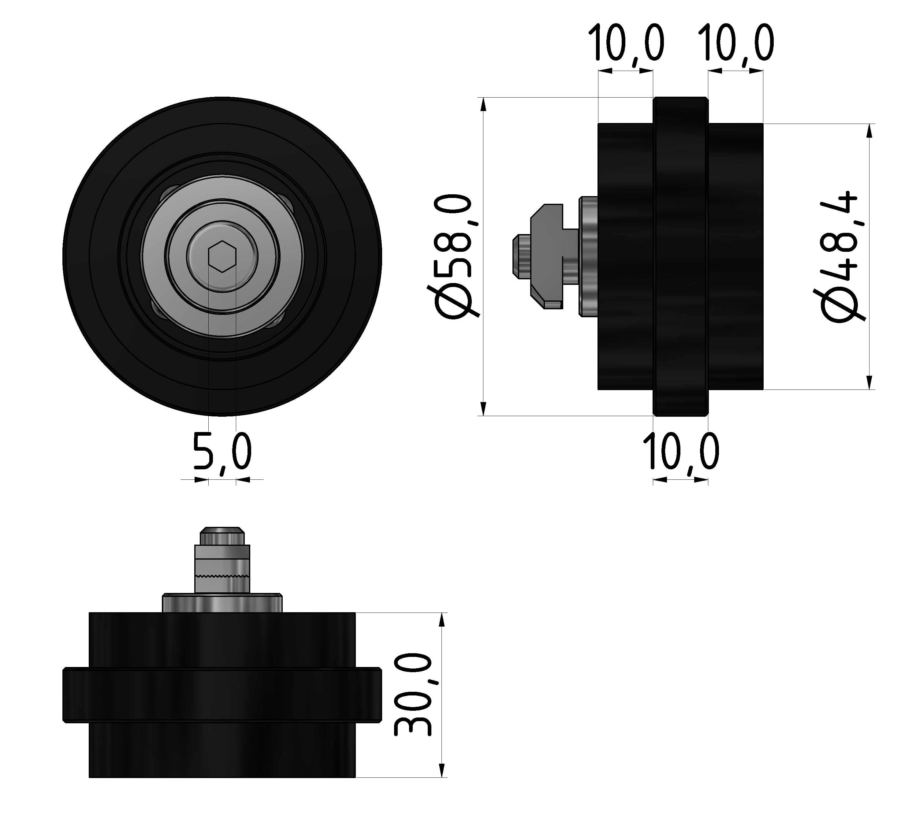 Rolle PA 58, schwarz - 10