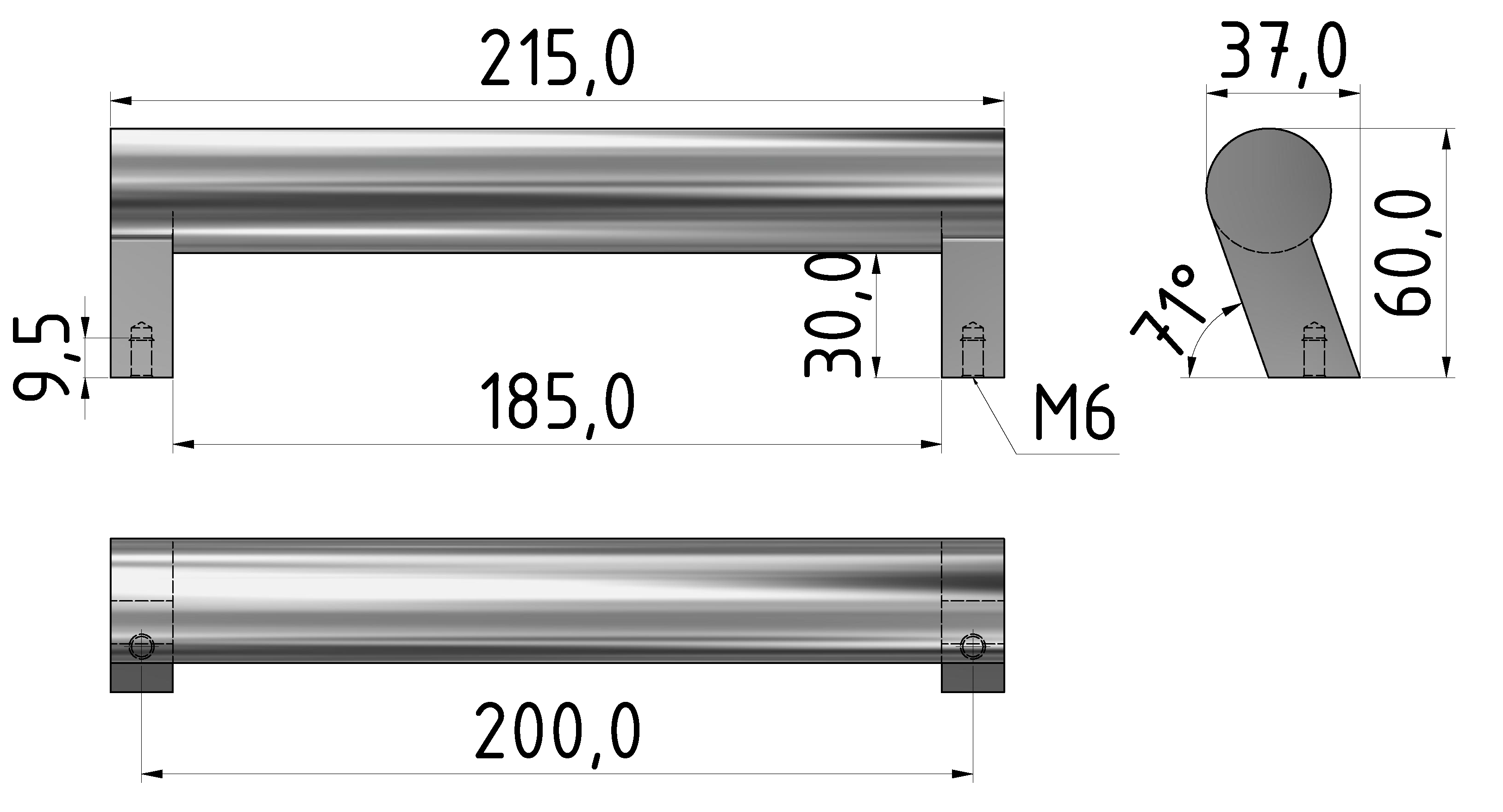 Handgriff X 200-45, natur-8