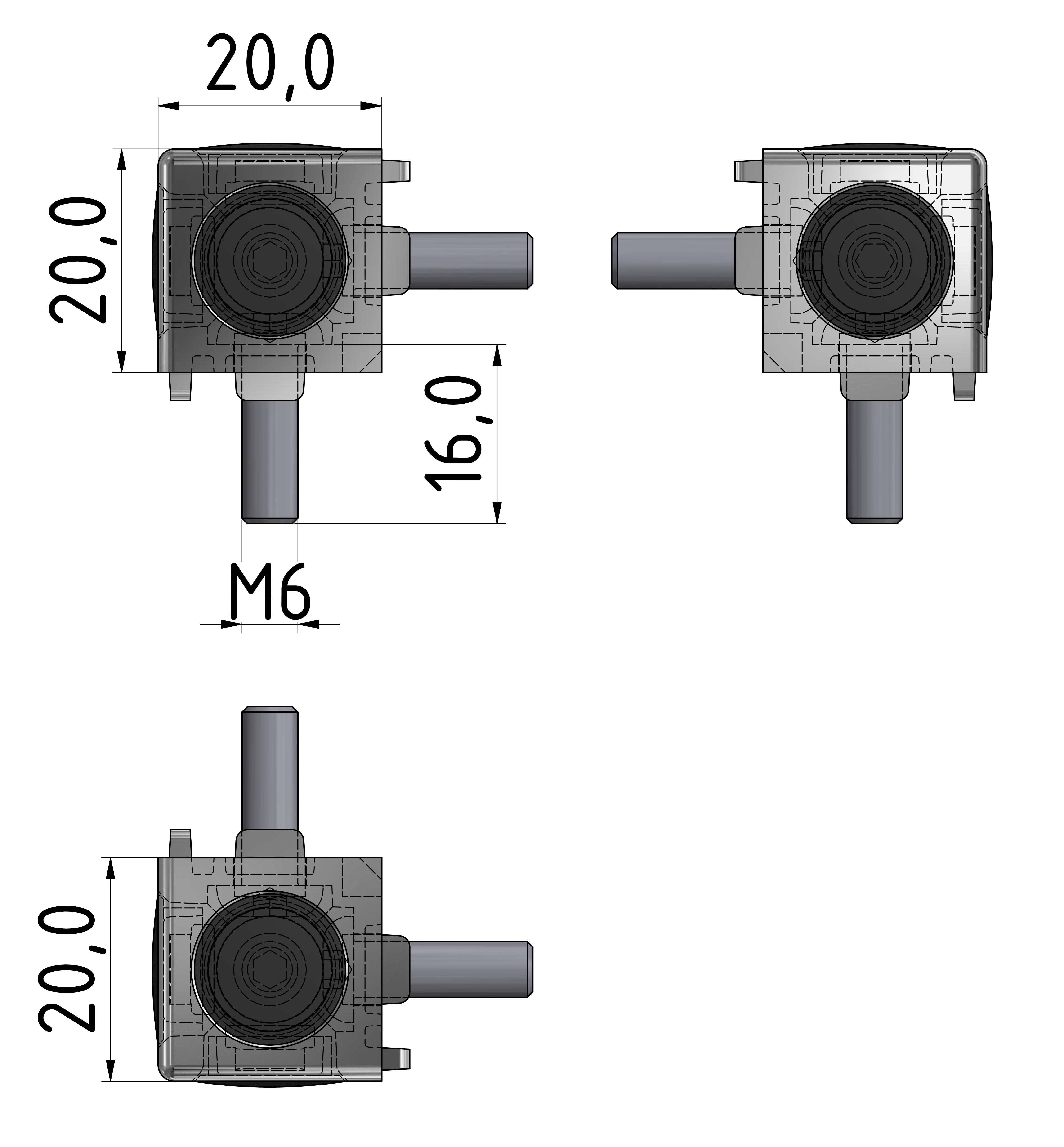 Würfelverbindersatz 3D 20, natur-6