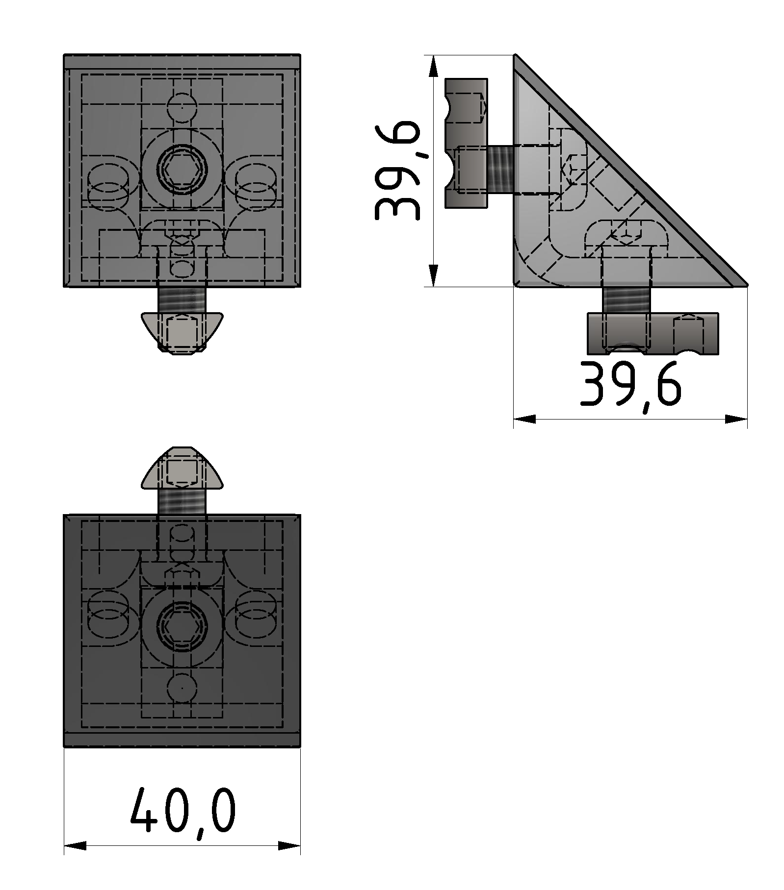 Angle Bracket  Set X 8 40x40, grey