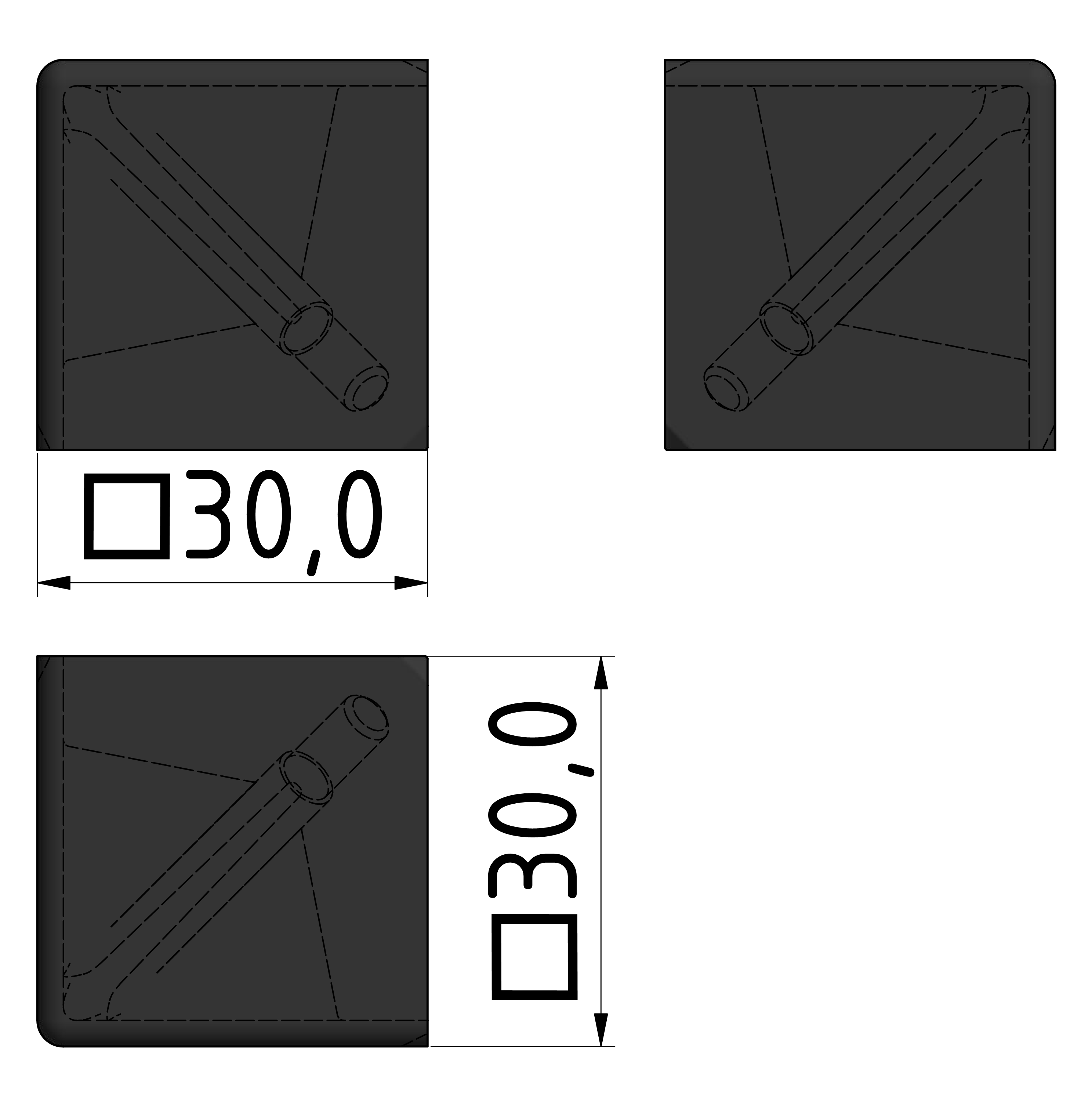 Eckwinkelabdeckkappe 30, schwarz-8