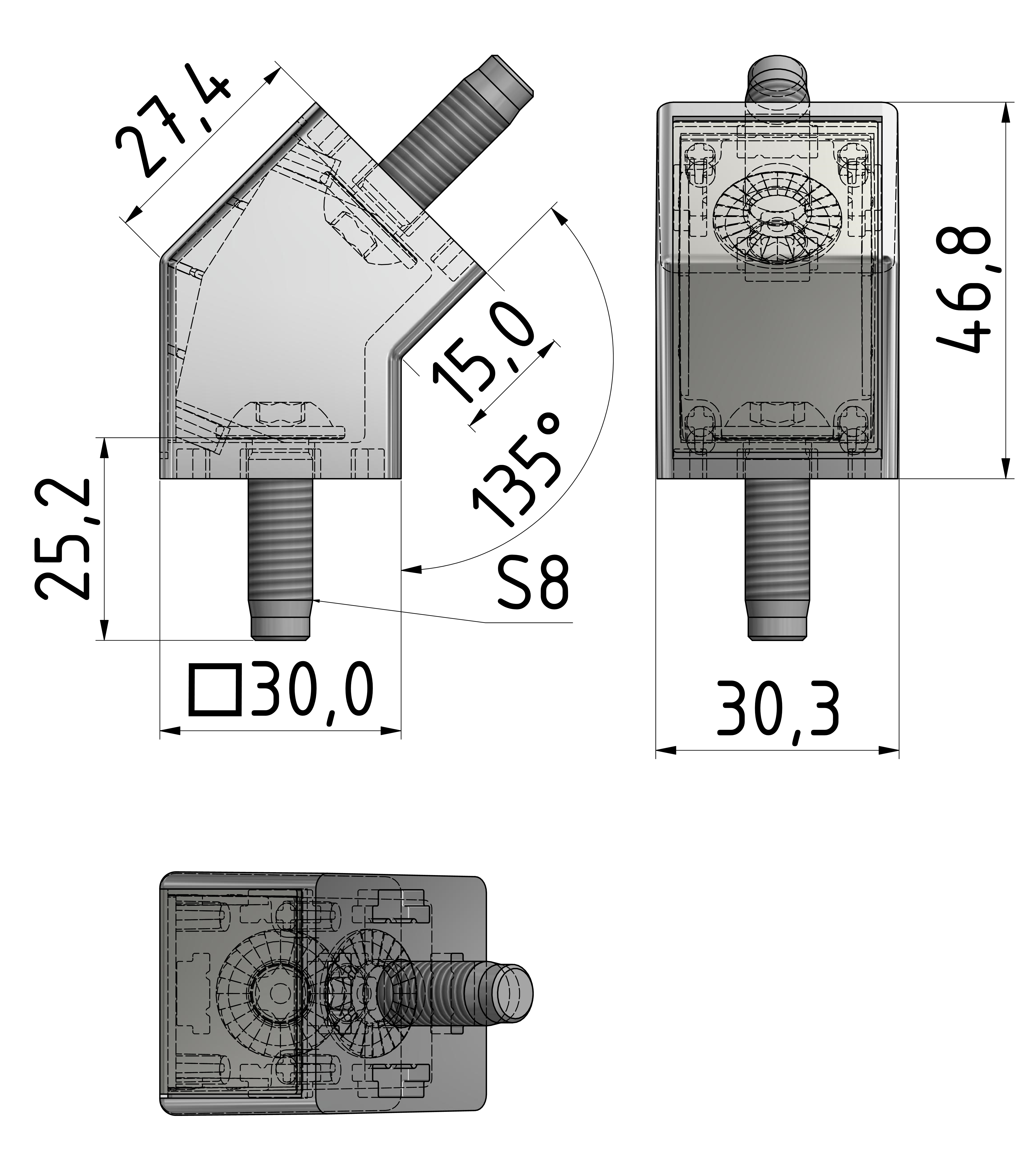 Angle Fastener Set 30 45°, white aluminium-8