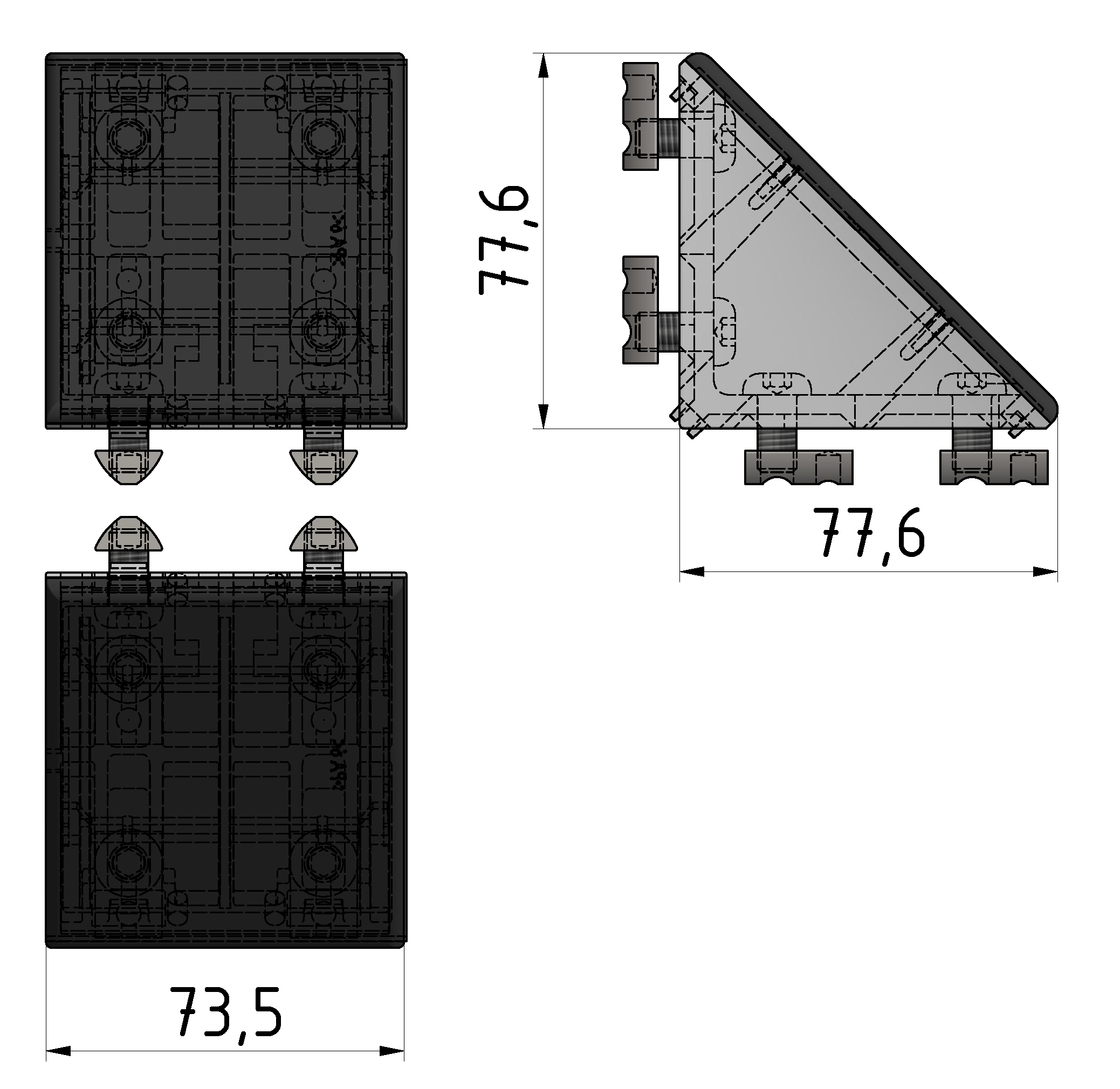 Angle Bracket  Set 8 80x80-80, black