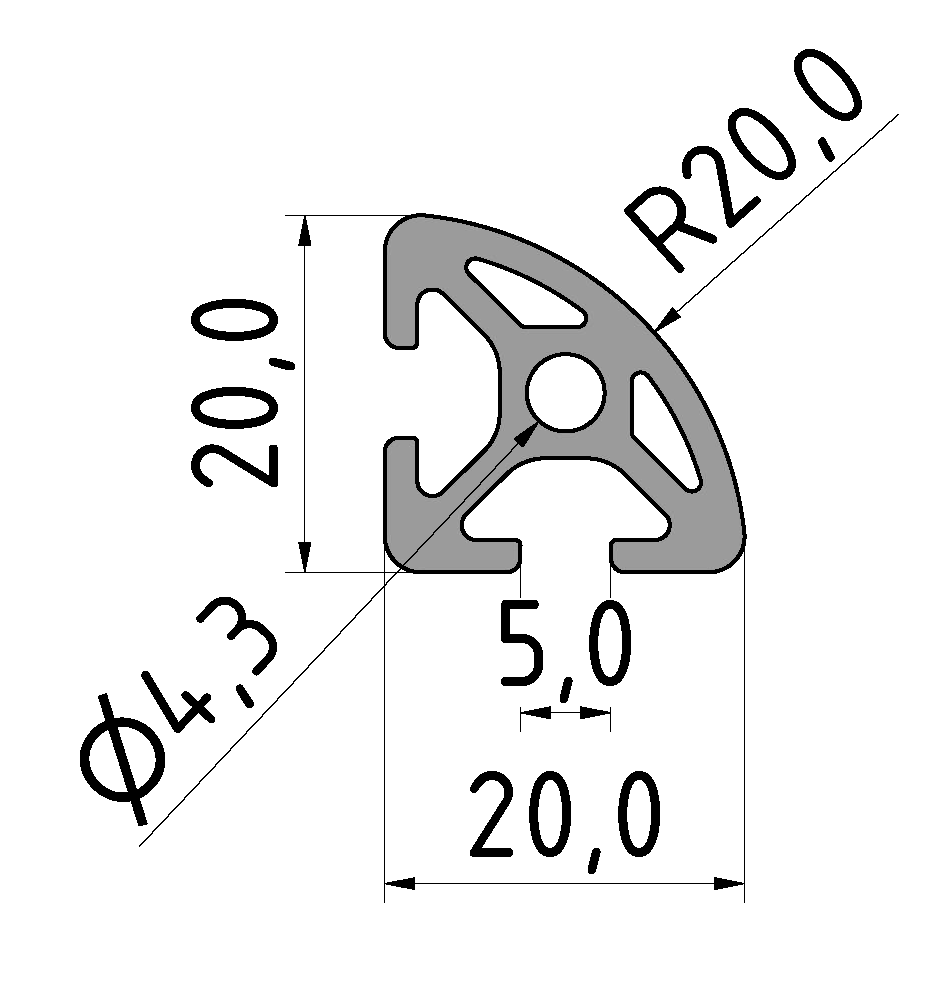 Profil 5 R20-90°, natur