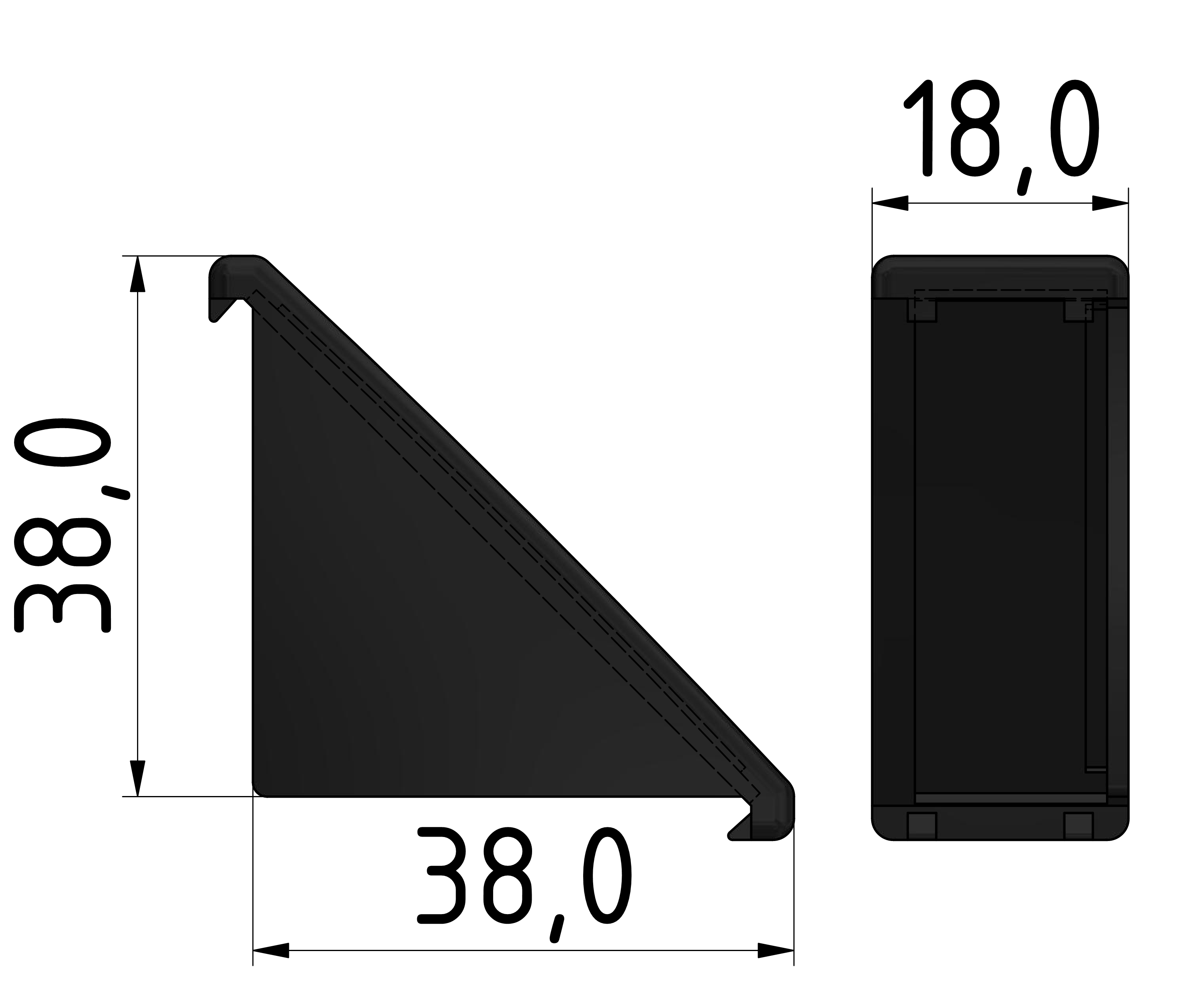 Winkelabdekkappe 20x40, schwarz-6