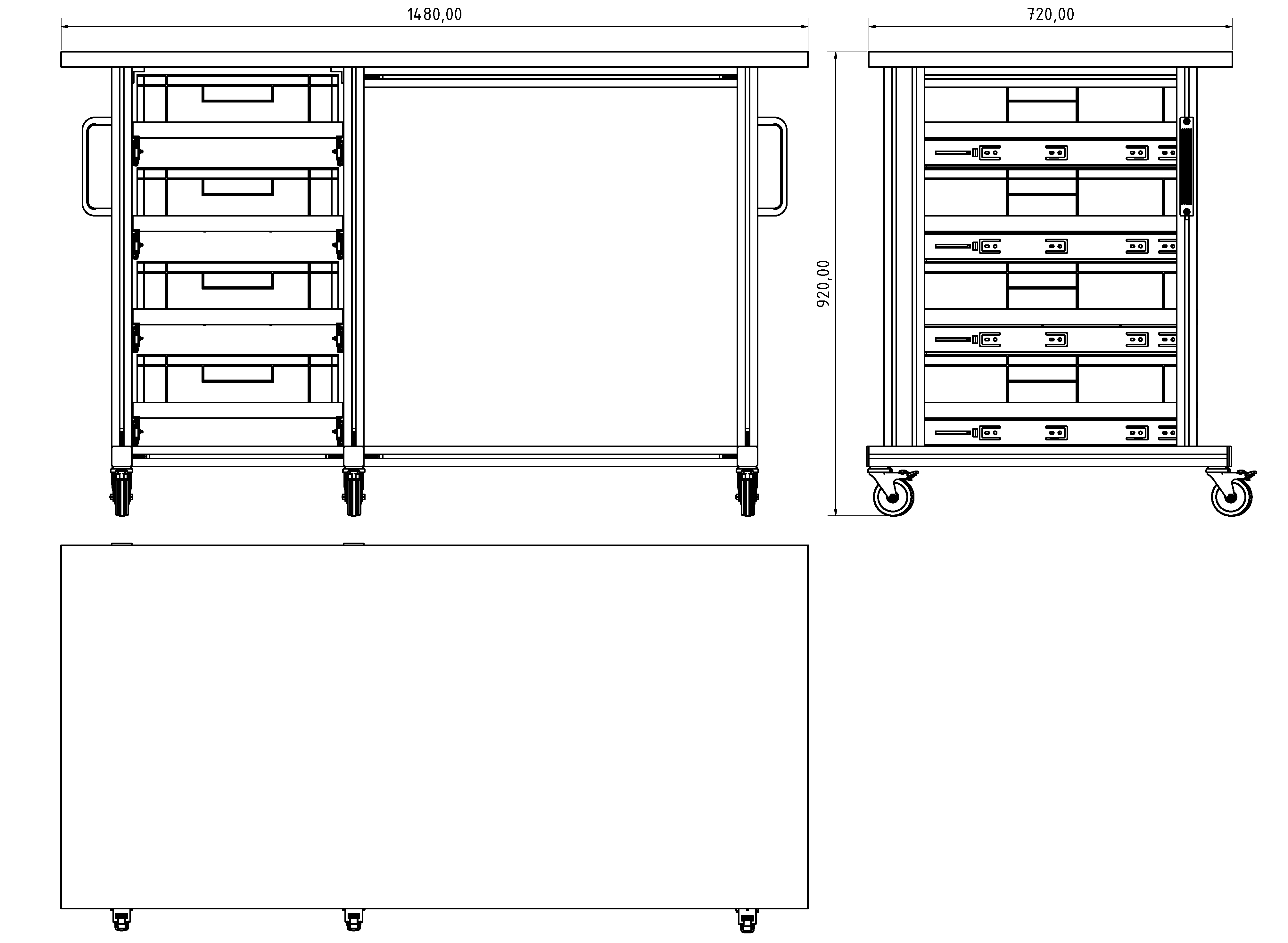 ESD Systemtisch Pro 1480x720 mm mit Eurobehälter