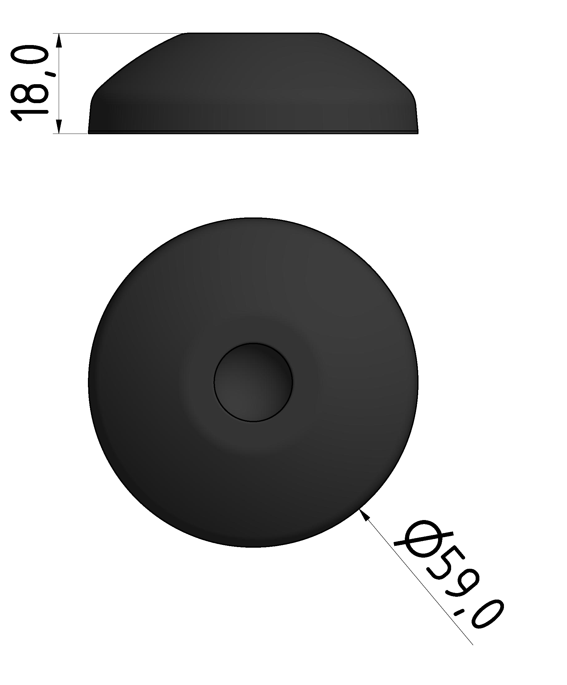 Teller A D60 ZN, schwarz