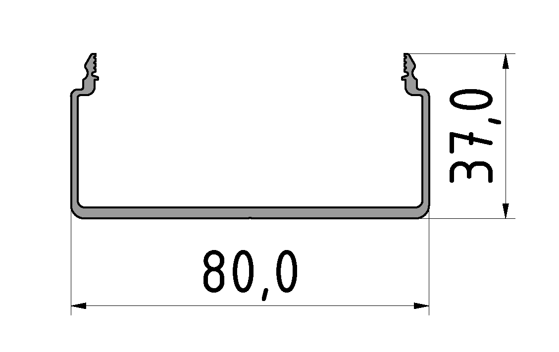 Kanalprofil U 80x40 D80 E, natur