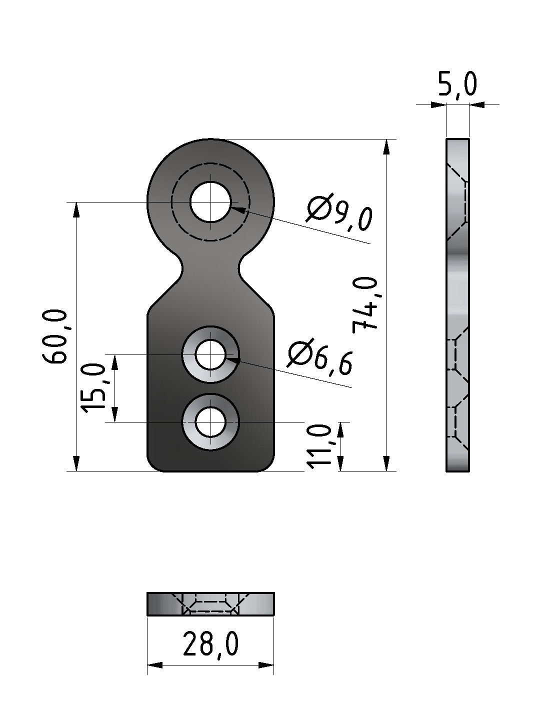 T-Connection Plate, bright zinc-plated D28