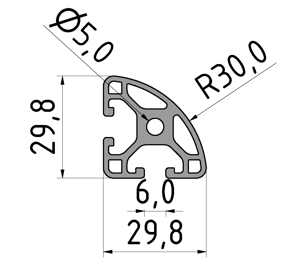 Profil 6 R30-90° leicht, natur