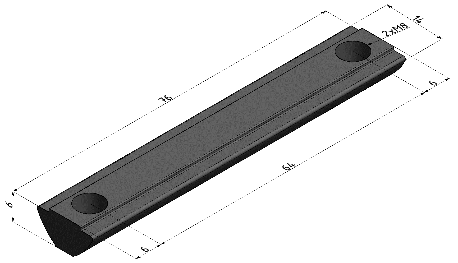 T-Slot Nut 8 St 2xM8-76, bright zinc-plated