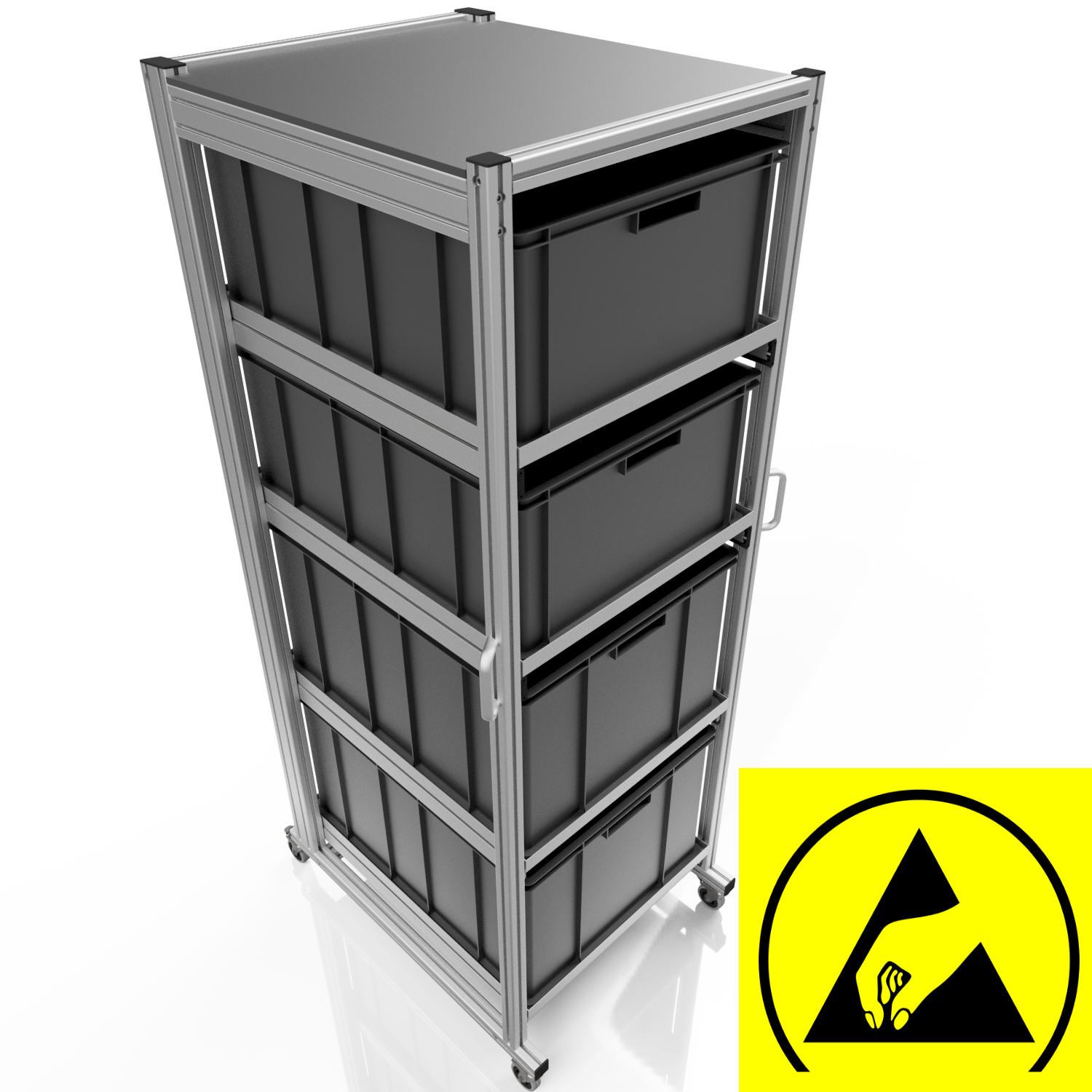 ESD system trolley for Euro containers 80x60 H 200 cm