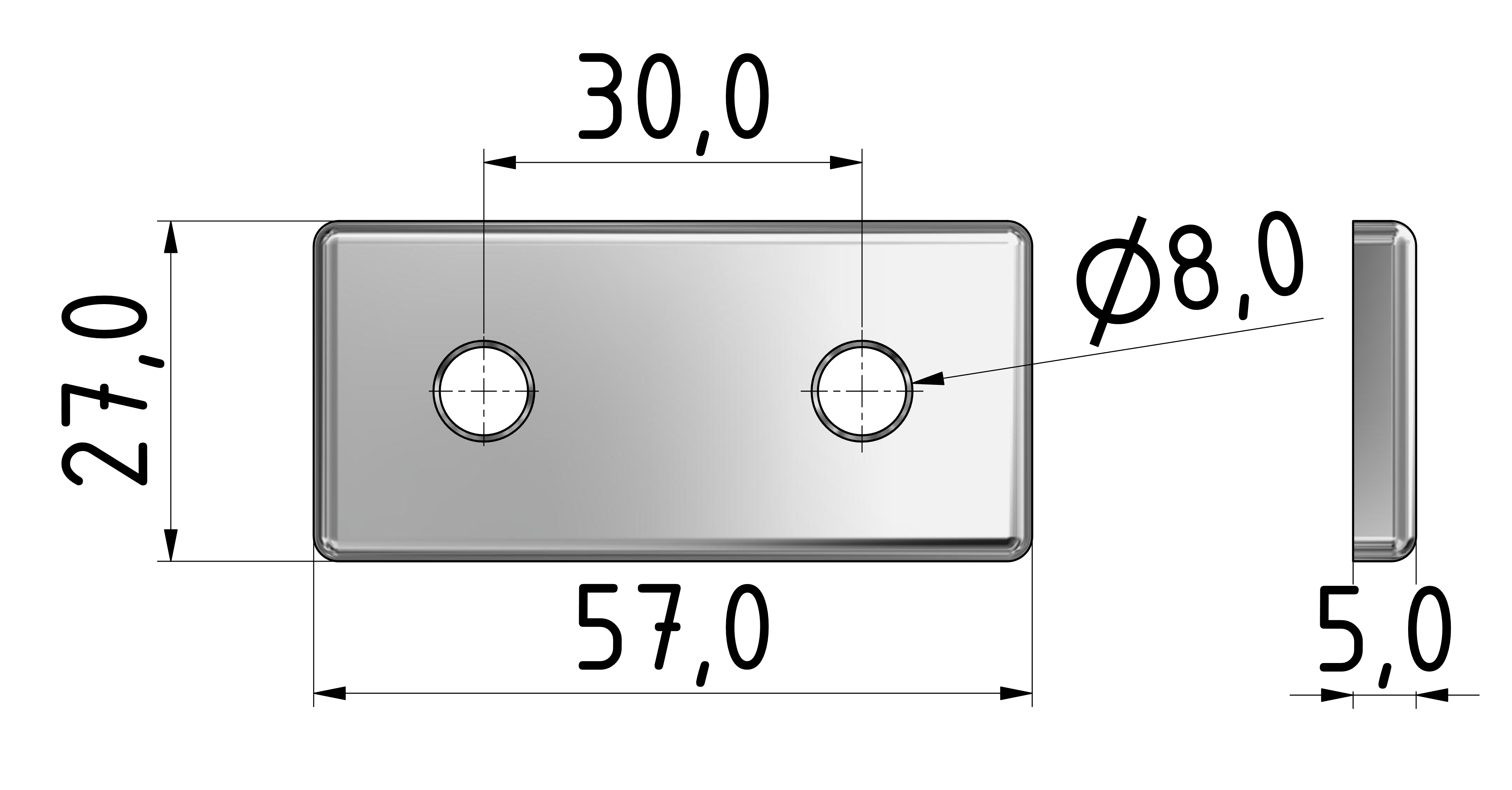 Verbinderplatte 30x60, eloxiert-8