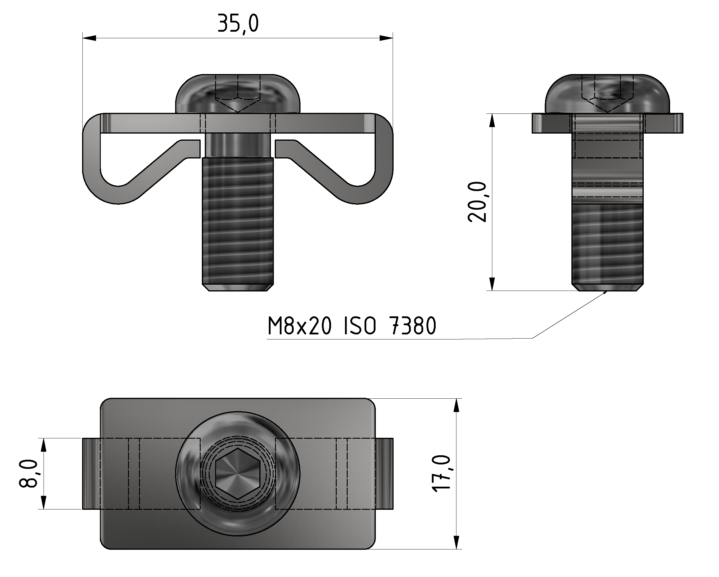 Standard-Fastening Set 8, bright zinc-plated