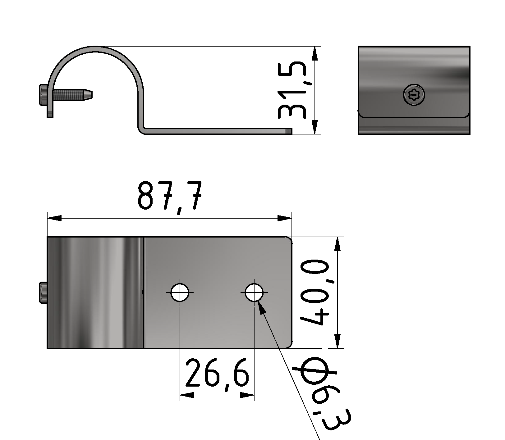 Table-Top Side Fastening Bracket D30