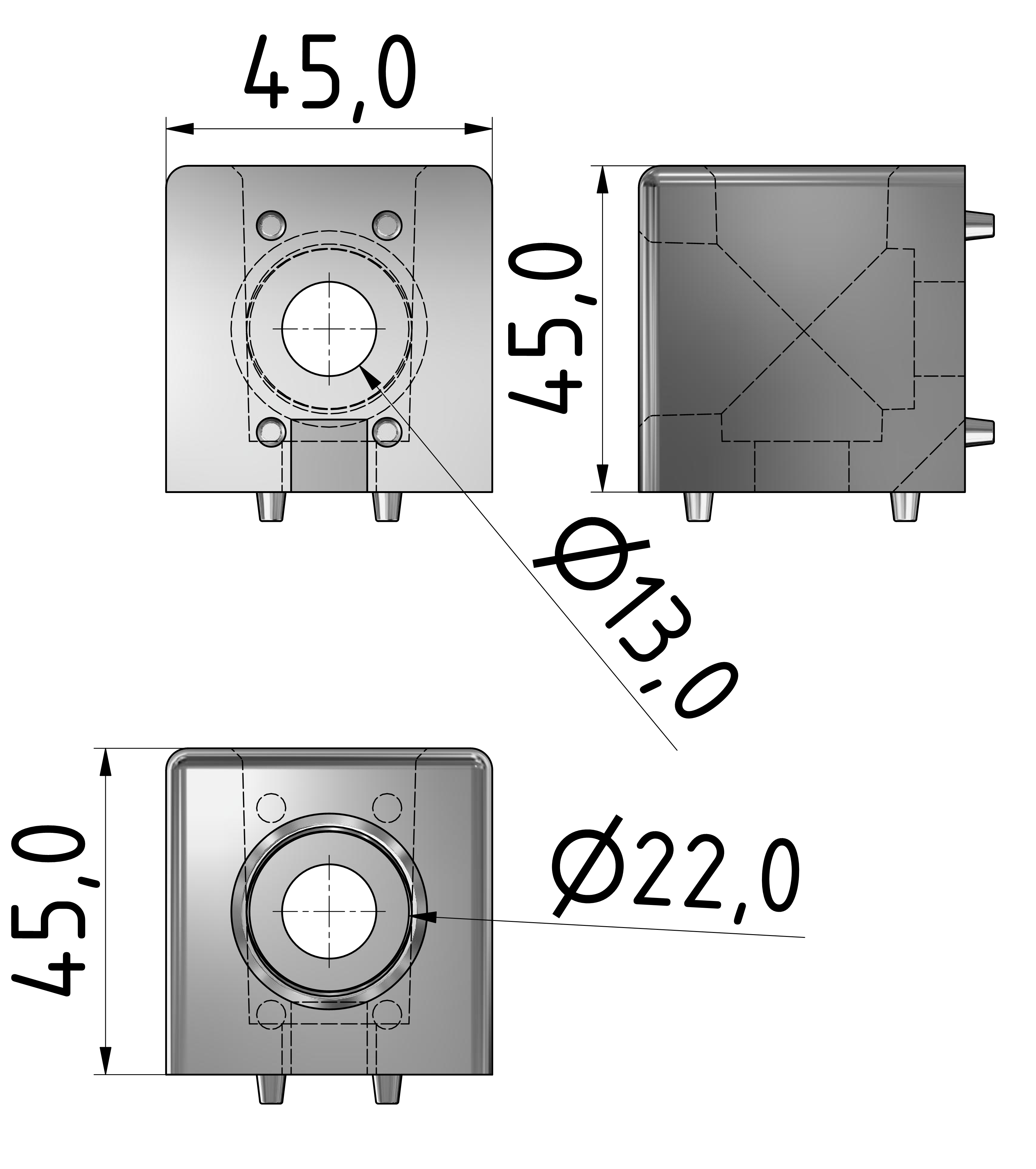 Würfelverbinder 2D 45, natur-10